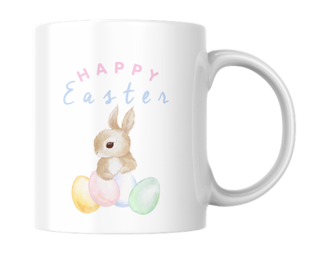 Happy Easter sublimation mug with pastel floral design