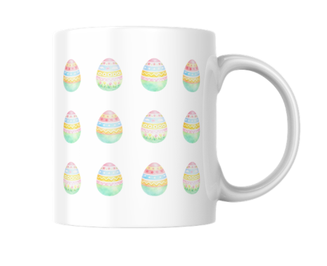 Watercolor Easter eggs sublimation mug wrap design