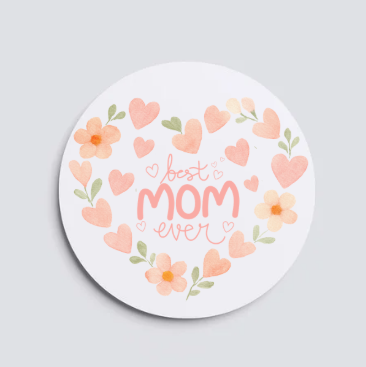 Mother's Day heart coaster mockup with floral design