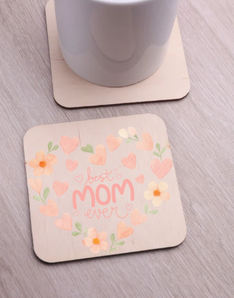 Sublimation Mother's Day coaster with heart design