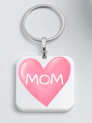 Mother's Day heart keychain mockup with Mom design
