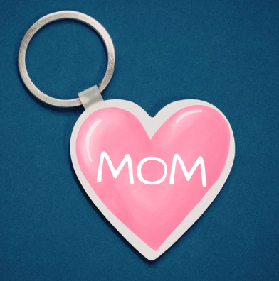 Sublimation heart keychain Mother's Day gift with Mom design