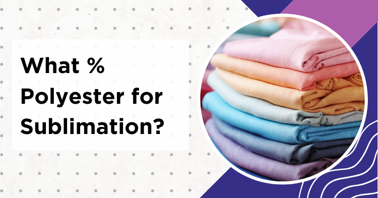 What percent polyester for sublimation: stack of colorful polyester t-shirts with a bright printed design